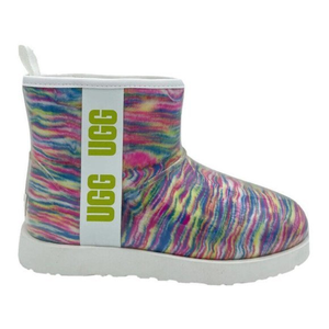 New Ugg Clear Mini Pixelate White‎ Pull On Boots Women Size 7 Waterproof